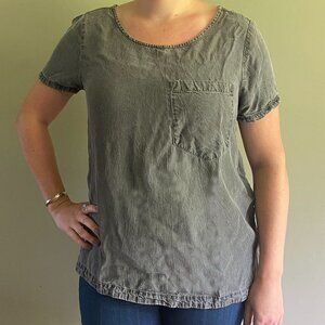 Express Soft Gray Denim Short Sleeve Shirt